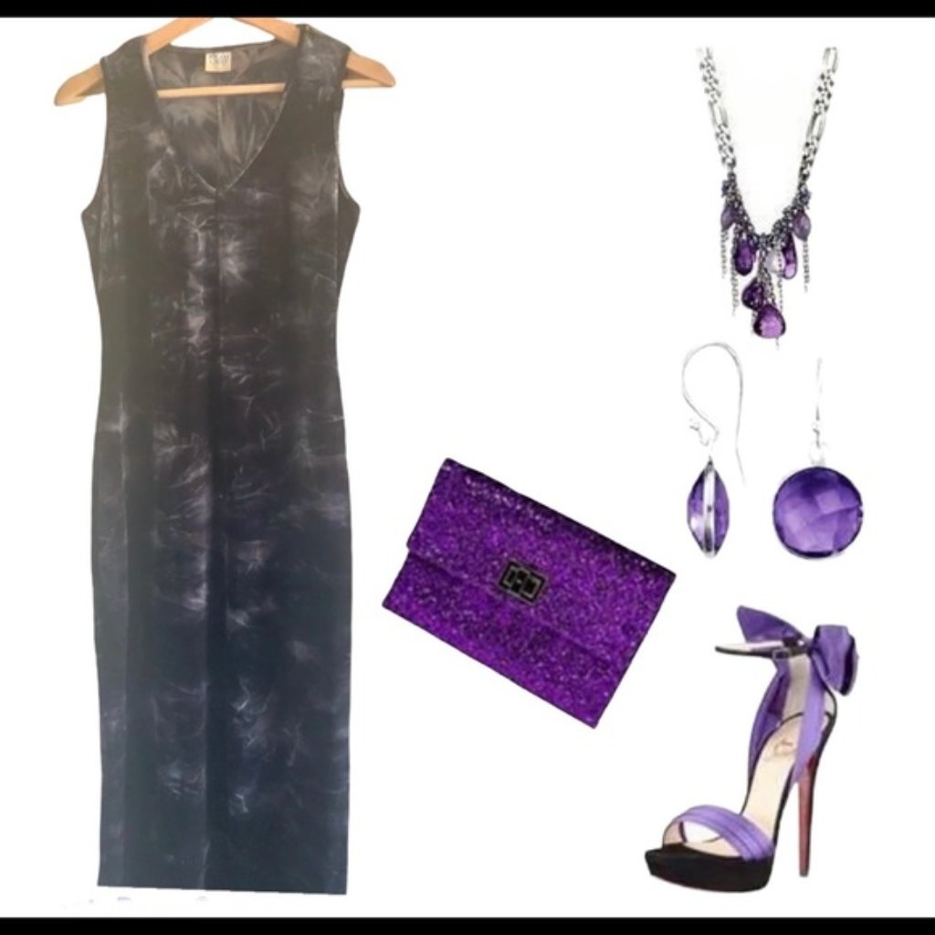 Vintage Purple Sleeveless Velvet Maxi Dress